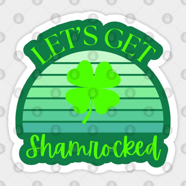 Vintage Retro Sunset Let's Get Shamrocked Sticker by Creatifly Graphic Tees